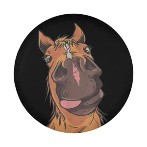 funny cartoon horse tongue out horse gifts spare tire cover design only