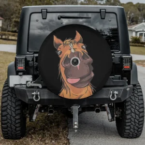 funny cartoon horse tongue out horse gifts spare tire cover with camera hole