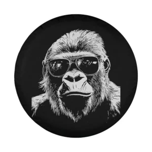 Monochrome gorilla face with sunglasses design for spare tire cover