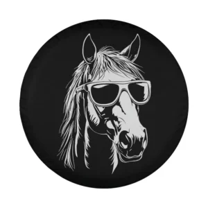 Line art design of horse wearing sunglasses for spare tire cover