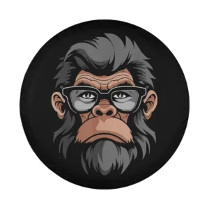Cool animal cartoon gorilla face with glasses design for spare tire cover