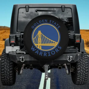 Golden State Warriors logo spare tire cover without camera hole on Jeep