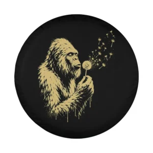 Gorilla Bigfoot blowing dandelion funny ape primate design for spare tire cover