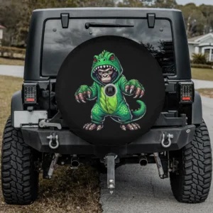 Spare tire cover with gorilla dinosaur costume Halloween cosplay for backup camera
