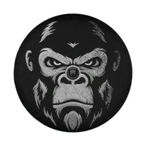 Close-up of gorilla face strong animal motivation design on spare tire cover