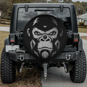 Gorilla face strong animal motivation spare tire cover with camera hole on Jeep