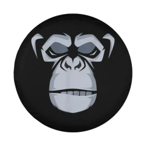 Bold gorilla face graphic animal print design for spare tire cover