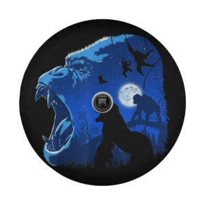 close-up of gorilla family in the jungle night design on spare tire cover