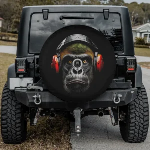 Gorilla headphones visor artwork spare tire cover with backup camera hole