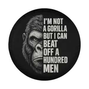 Half gorilla face bold text humor spare tire cover design only