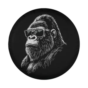 Hand-drawn gorilla with sunglasses sketch design for spare tire cover