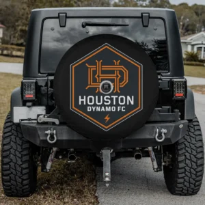 Houston Dynamo FC hexagon logo spare tire cover with camera hole on Jeep rear spare