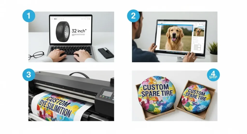 how custom spare tire covers are made printing process