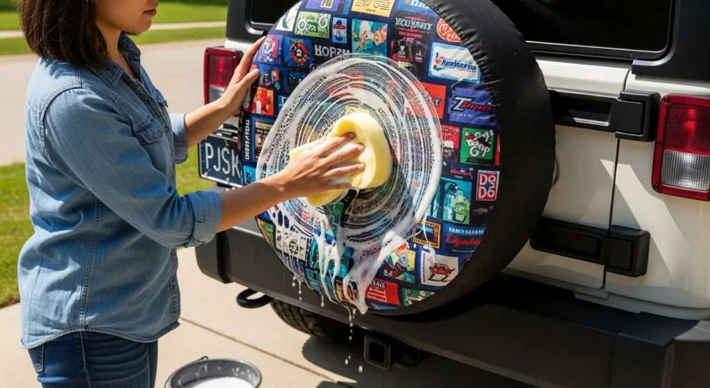 how to clean a spare tire cover properly