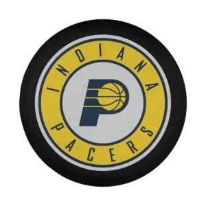 Close-up of Indiana Pacers logo design on spare tire cover fabric