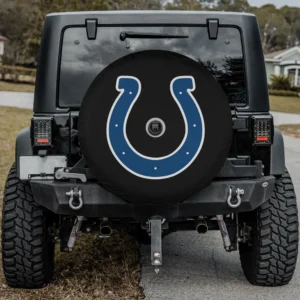 Indianapolis Colts horseshoe NFL spare tire cover with camera hole on Jeep