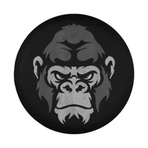 Bold graphic intense gorilla face spare tire cover design for Jeep SUV RV