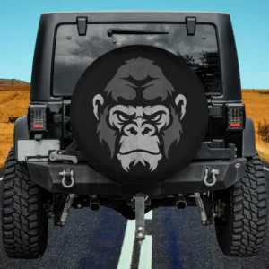 Intense gorilla face bold graphic spare tire cover with no camera hole for Jeep SUV RV