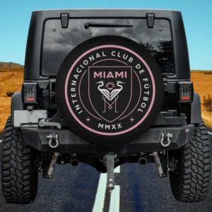 Inter Miami CF logo MLS team flags spare tire cover no camera hole on Jeep