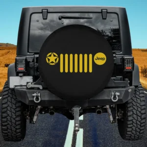Jeep 7-slot grille star Jeep logo spare tire cover no camera hole black yellow