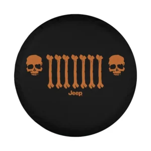Orange skull and bone Jeep grille design for spare tire cover
