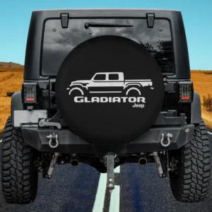 Jeep Gladiator silhouette rugged spare tire cover no camera hole black fabric