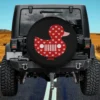 Red duck with hearts and Jeep grille design spare tire cover no camera hole