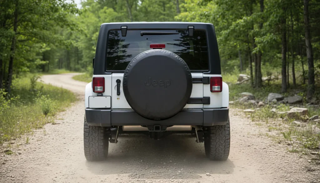 Jeep spare tire covers stock vs lifted mild lift 285 70R17 33 inch all terrain