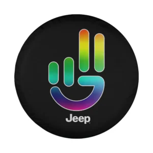 Jeep Wave Pride hand logo colorful design on black background