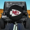 Kansas City Chiefs logo black spare tire cover without camera hole on Jeep