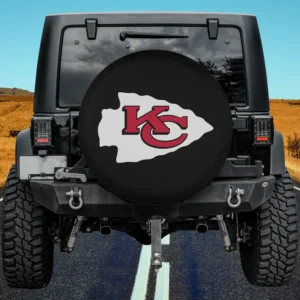 Kansas City Chiefs logo black spare tire cover without camera hole on Jeep