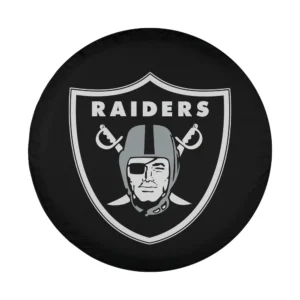 Las Vegas Raiders pirate swords NFL spare tire cover design close-up black and white