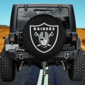 Las Vegas Raiders pirate swords NFL spare tire cover no camera hole black fabric