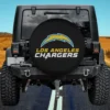 Los Angeles Chargers logo black spare tire cover without camera hole on Jeep rear