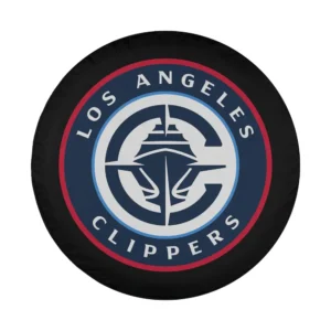 Close-up of Los Angeles Clippers logo design on spare tire cover fabric