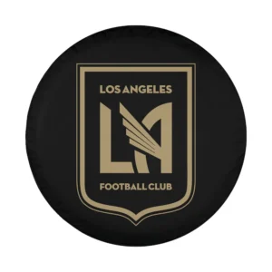Closeup of Los Angeles FC logo design on spare tire cover fabric