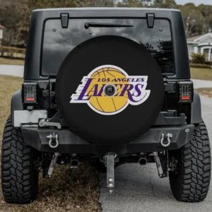 Los Angeles Lakers logos NBA spare tire cover with backup camera hole on Jeep spare tire