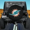 Miami Dolphins NFL fan gear spare tire cover without camera hole on Jeep rear