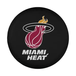 Miami Heat flaming basketball NBA spare tire cover design close-up