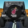 Miami Heat flaming basketball NBA spare tire cover without camera hole on Jeep