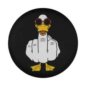 Middle finger funny duck cartoon design for spare tire cover