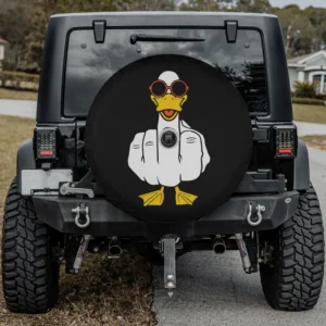 Middle finger funny duck inappropriate rude antisocial spare tire cover with camera hole