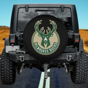 Milwaukee Bucks logo deer head spare tire cover no camera hole on Jeep