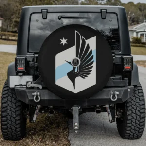 Minnesota United FC loon wing MLS spare tire cover with camera hole on Jeep rear