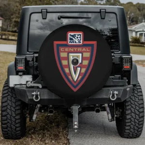 MLS Central Conference shield spare tire cover with camera hole on Jeep