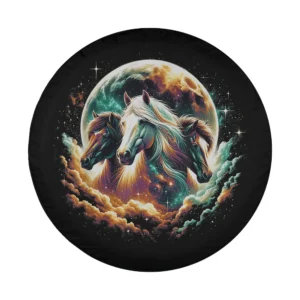 Moon full moon three horses clouds spare tire cover celestial horse design only