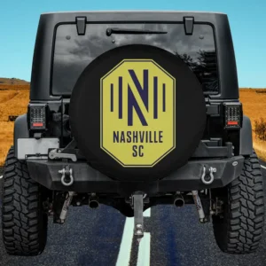 Nashville SC logo octagon MLS spare tire cover on Jeep with no camera hole