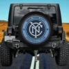 New York City FC logo spare tire cover without camera hole on Jeep rear tire