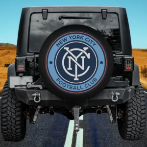 New York City FC logo spare tire cover without camera hole on Jeep rear tire