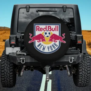New York Red Bulls MLS spare tire cover on Jeep with no camera hole, waterproof fabric